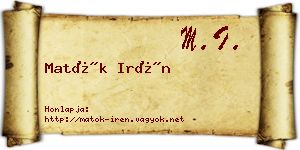 Matók Irén névjegykártya